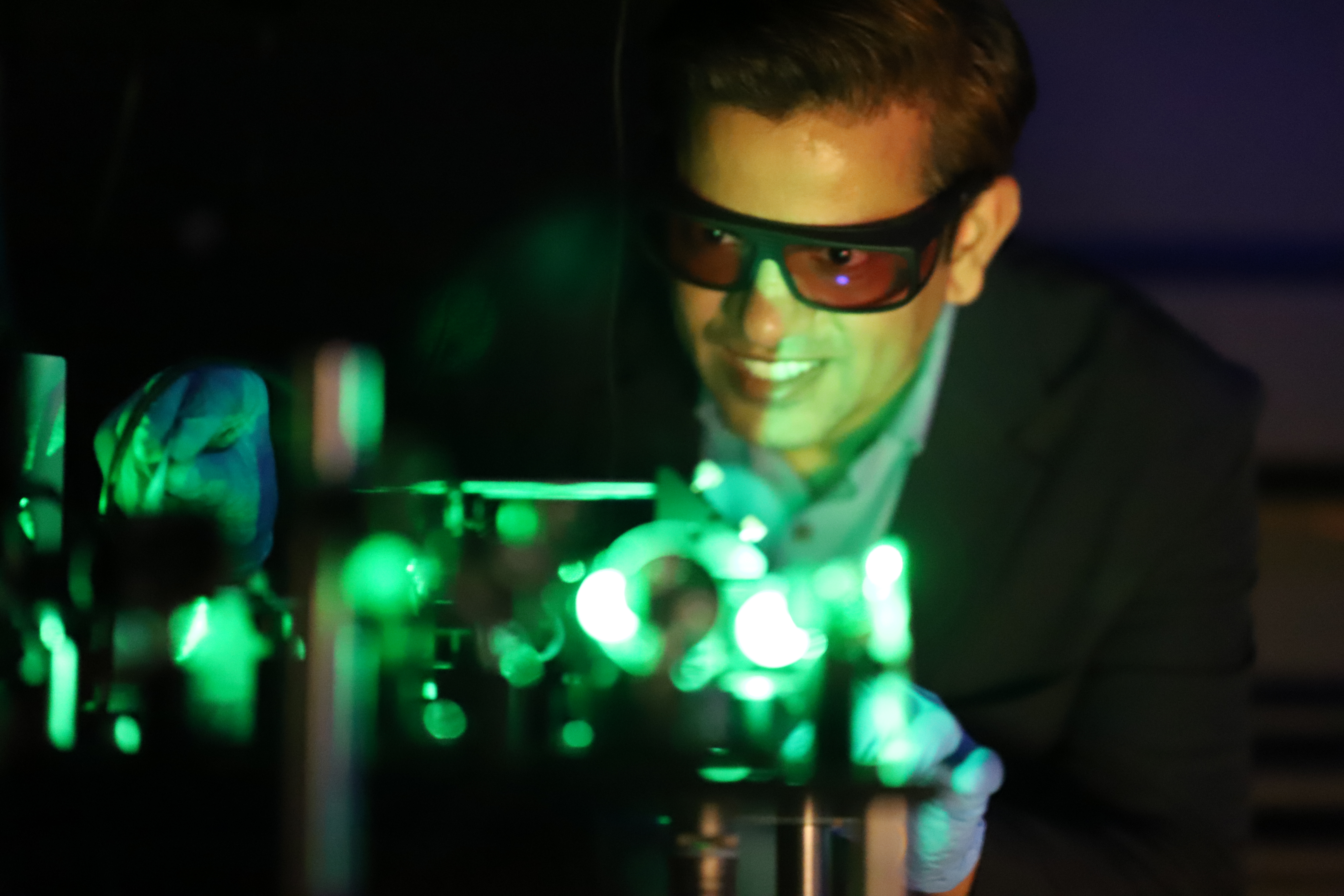 Professor Pankaj Jha in his quantum technology lab