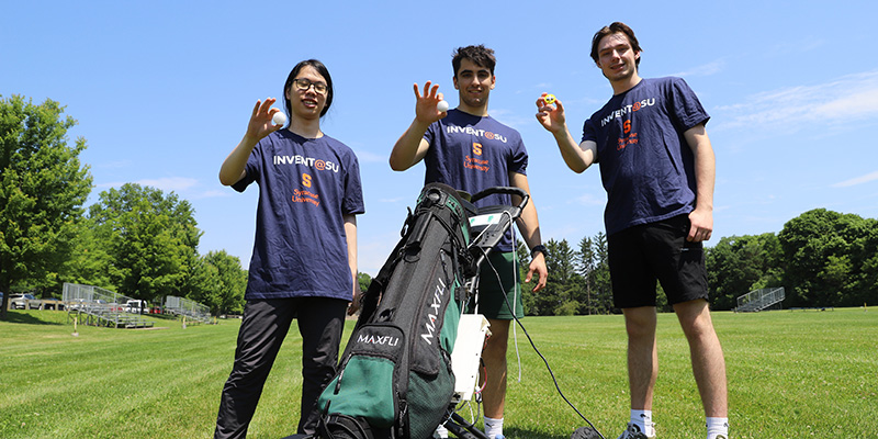 Team Caddytrack students Tom Xiao, Giancarlo d'Amore and Daniel Stitch 