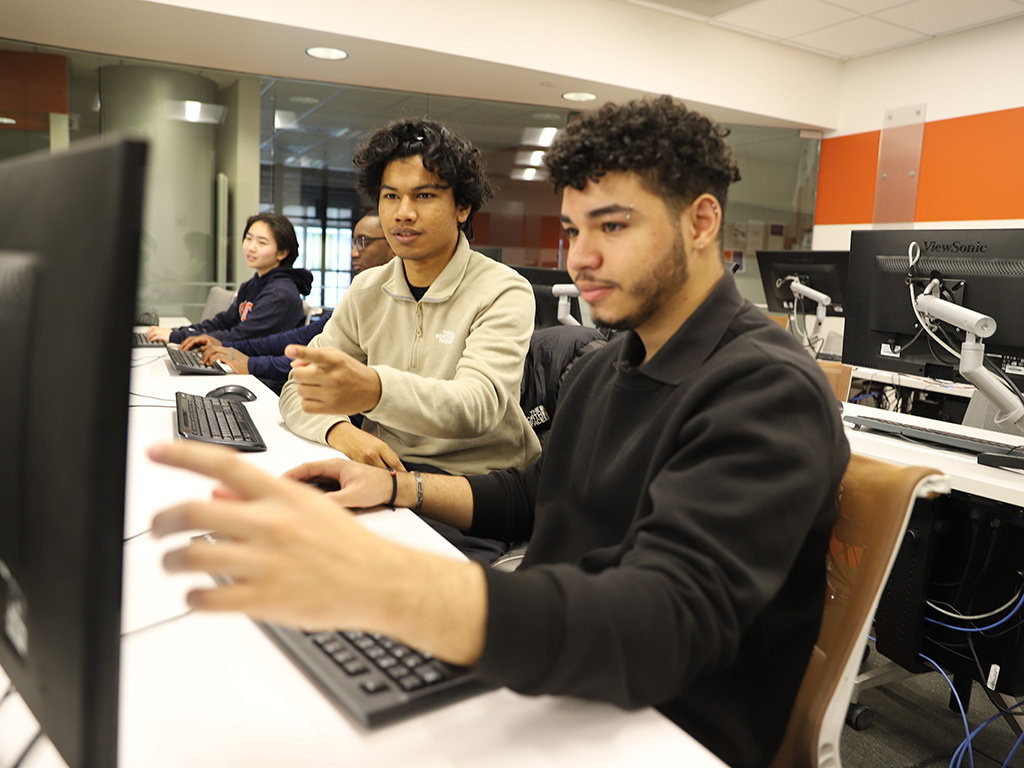 Students working on a computer