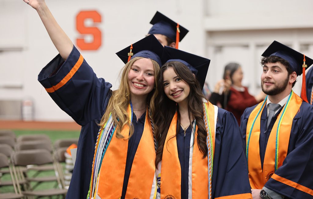Students getting ready to cross the stage at Convocation