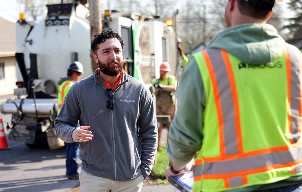 Jacob Sardino on a water project work site