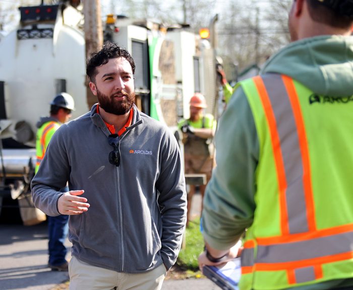 Jacob Sardino on a water project work site