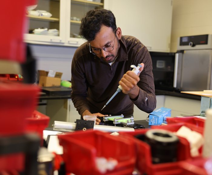 Professor Anupam Pandey working in his laboratory